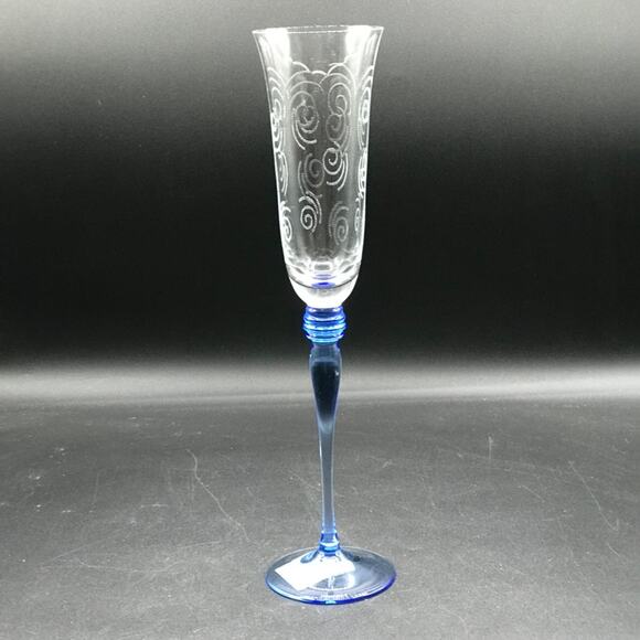 Mikasa Hand Blown with Stippling Czech Republic Celestial Blue CHP Flute - Mint - Picture 1 of 7